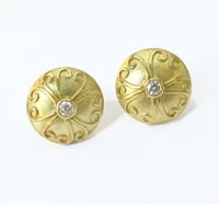Image 1 of Diamond Ancient Disc Earrings 18k