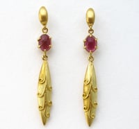 Image 1 of Tourmaline Antique Bead Dangle Earrings 18k