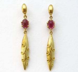 Image of Tourmaline Antique Bead Dangle Earrings 18k