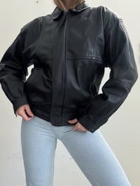 Image 4 of Vintage oversized leather jacket // L
