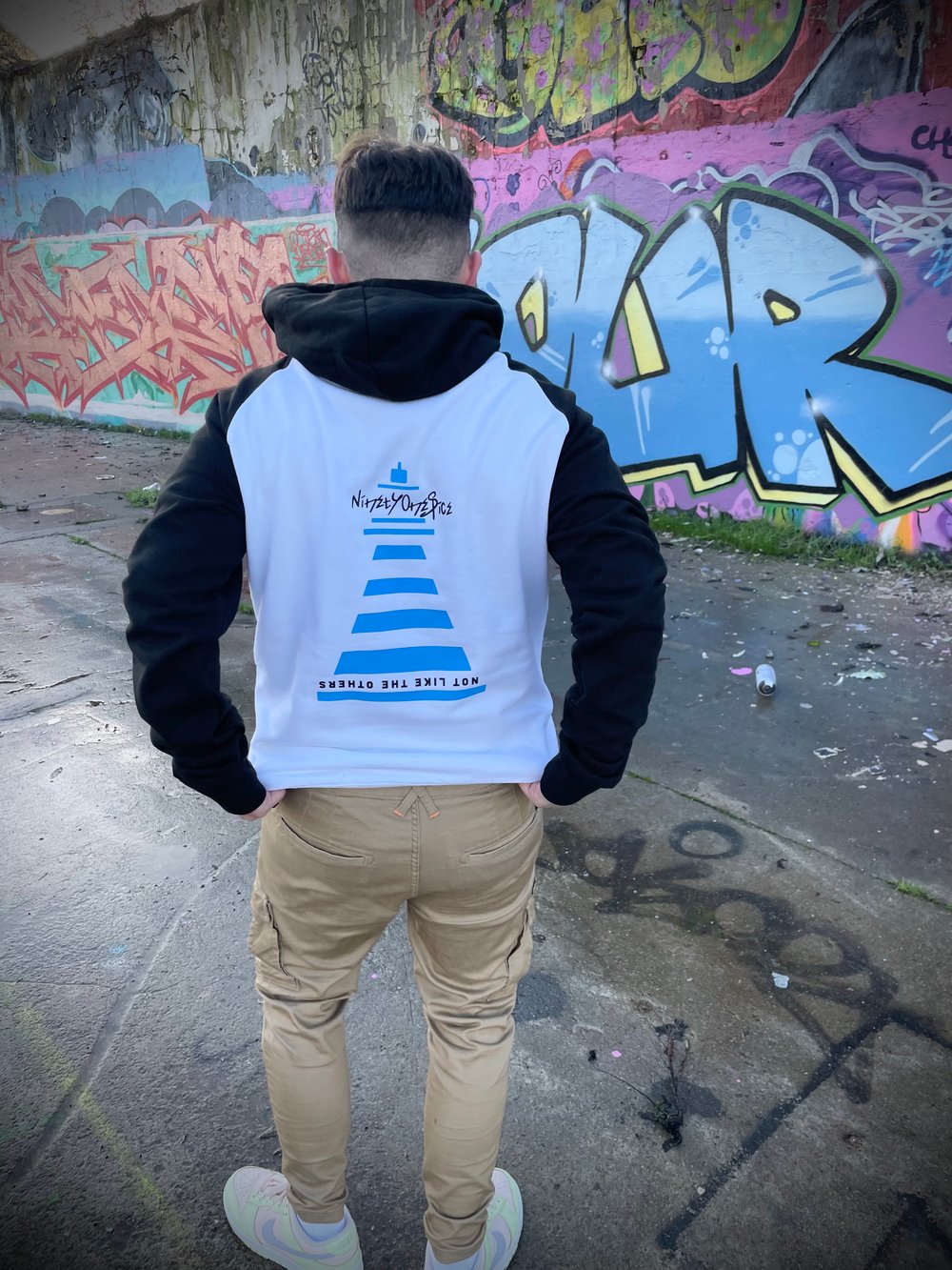 Image of White & Black Contrast Butterfly Hoody