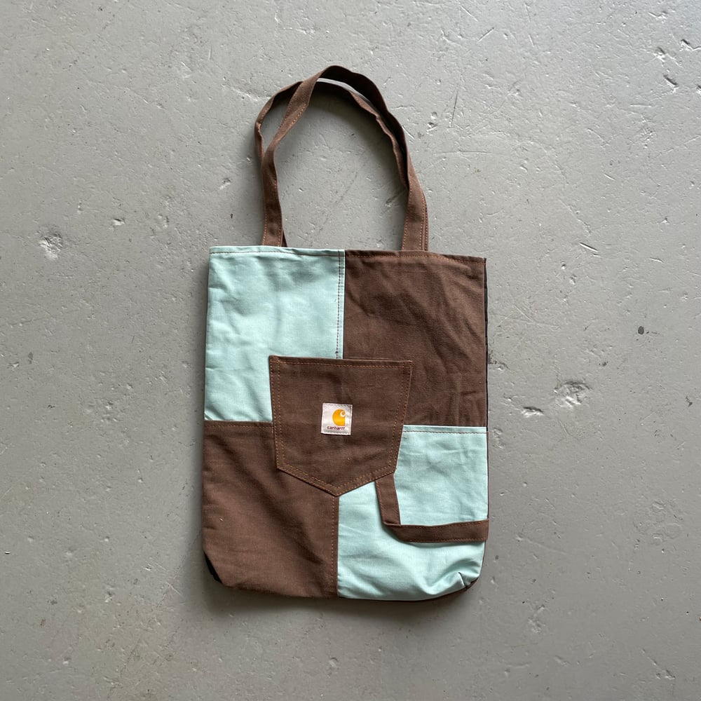 Image of Vintage Carhartt rework tote bag brown 