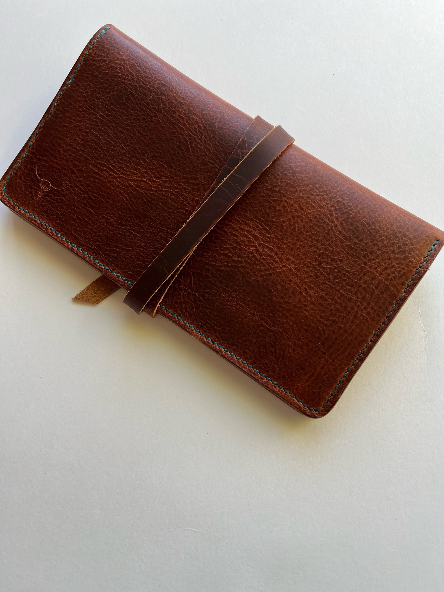Image of Cognac Waxy Wrap Clutch Wallet 