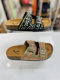 Image 1 of Rose Gold & Black Jewell Sliders