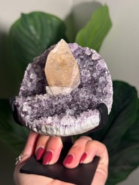 Image 5 of AMETHYST X CALCITE ON STAND -URUGUAY-