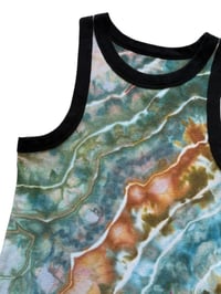 Image 4 of L Ladies Fitted Knit Contrast Tank in Earthy Geode Ice Dye