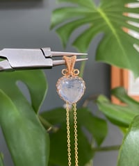 Image 1 of Gold Blue Kyanite in Quartz Heart Crystal Necklace