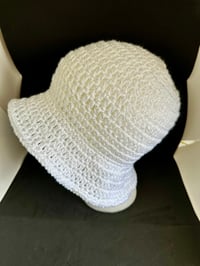 Image 3 of crochet white bucket hat 