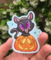 Image 1 of Kitty pumpkin vinyl sticker