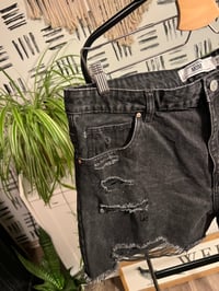 Image 2 of black distressed jeans shorts 
