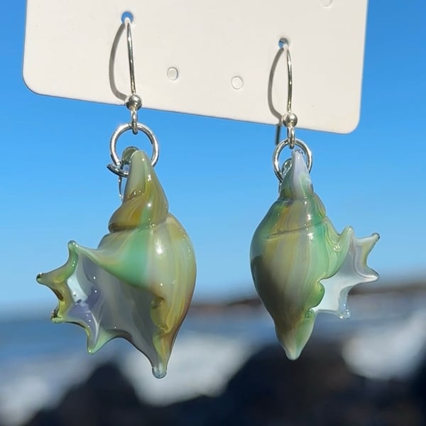 Image of Aqua Coral Shell Earrings