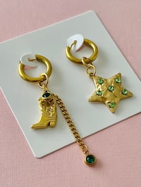 Image 3 of COWBOY BOOT / STAR  MISMATCH HOOP EARRINGS