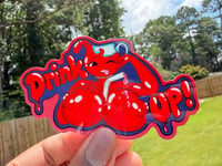 Image 2 of 4.5 Inch Waifu-Aid "Drink Up!" Sticker