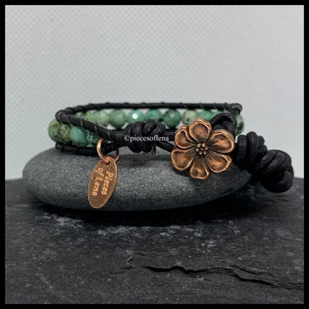 Image of SINGLE WRAP BRACELET - African Turquoise Floral