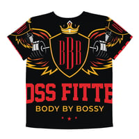 Image 1 of BossFitted Black and Red Youth crew neck t-shirt