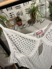 Image 2 of white sheer stone bodysuit 