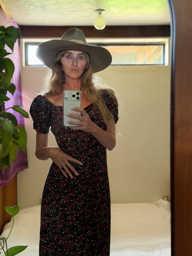 vintage Betsey Johnson New York floral corduroy milkmaid dress