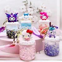Image 1 of Artoon-acrylic quicksand bottle key, liquid oil bottle for bathtub, key pendant