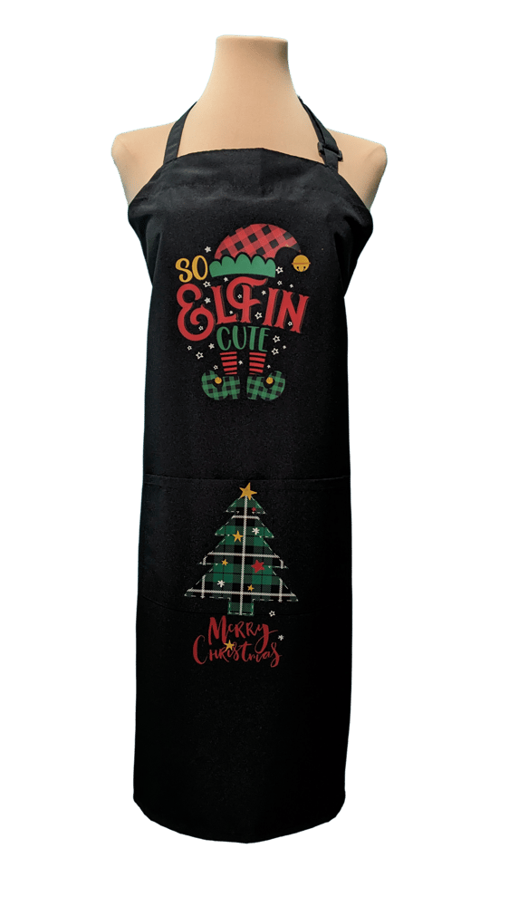 Image of So Elfin Cute Christmas Apron (black)