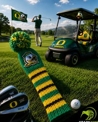 Image 4 of Oregon DUCKS custom Golf Club Cover hand knit logo College football fan  gift