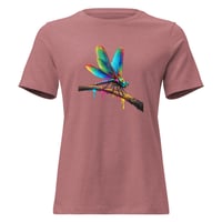 Image 4 of Women's Relaxed T-Shirt, Luminous Dragonfly on Branch tee