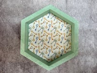 Image 2 of Green Secret Garden Key Print Hexagon Dice Tray