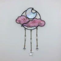 Image 1 of Iridescent Clear and Pink Night Sky Suncatcher 