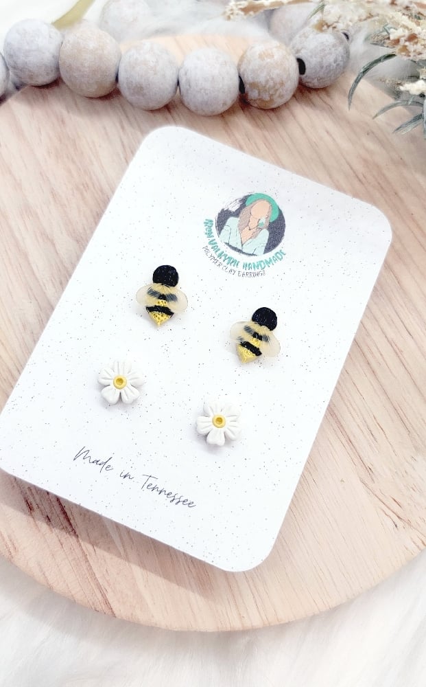 Image of Bee & Flower Stud Pack