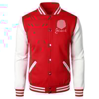 Image 1 of Get Use 2 It Varsity Baseball Jacket (Red)