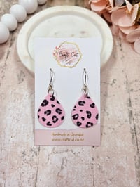 Image 1 of Pink Leopard Teardrop Earrings