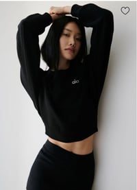 Image 2 of Black cropped crewneck 