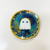 Image 1 of Cute mini ghost trinket dish with rainbow effect (2.5 inches diameter) 