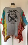 Upcycled “Beg Your Parton” fleece vintage quilt poncho