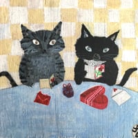 Image 2 of Small square art print-Love cats 