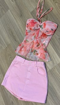 Image 5 of Pastel denim mini skort - 4 colours 