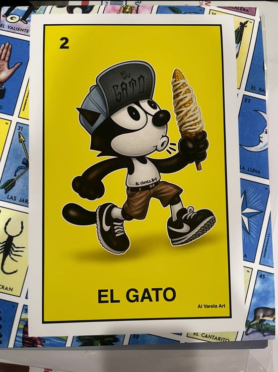 Image of Large El Gato loteria card print