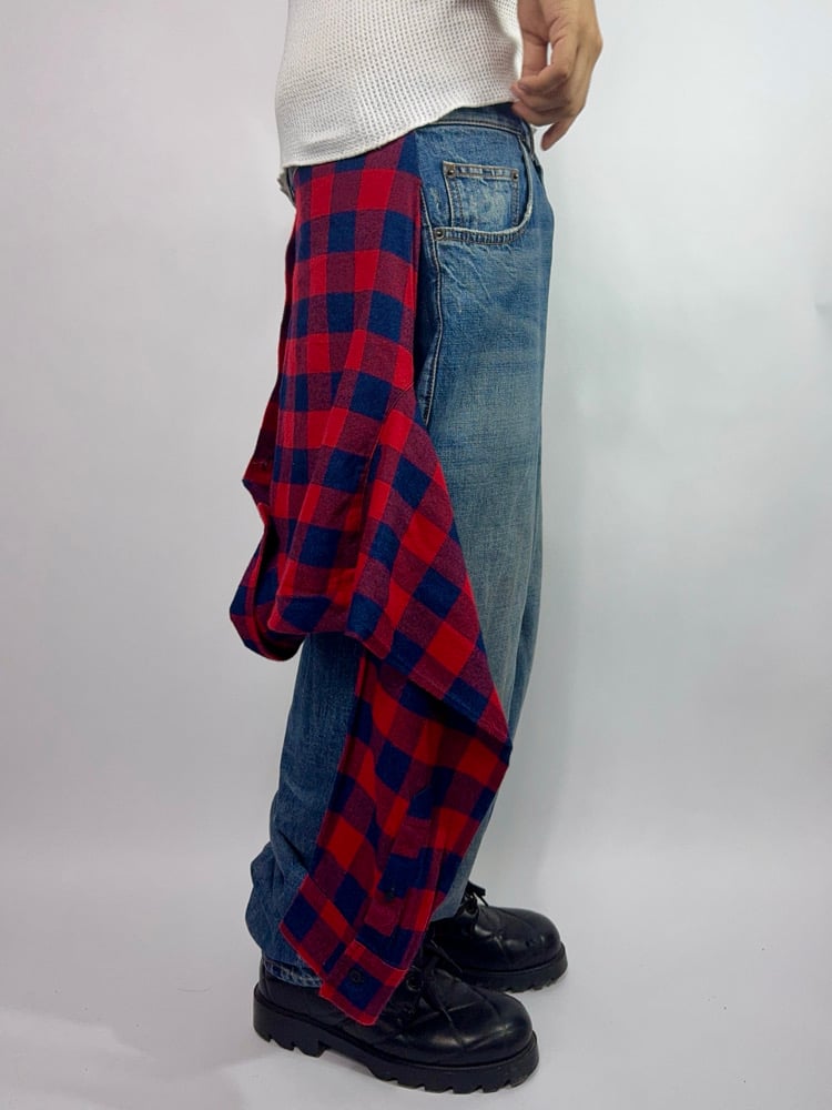 Image of Balenciaga SS21 Hybrid Flannel Denim