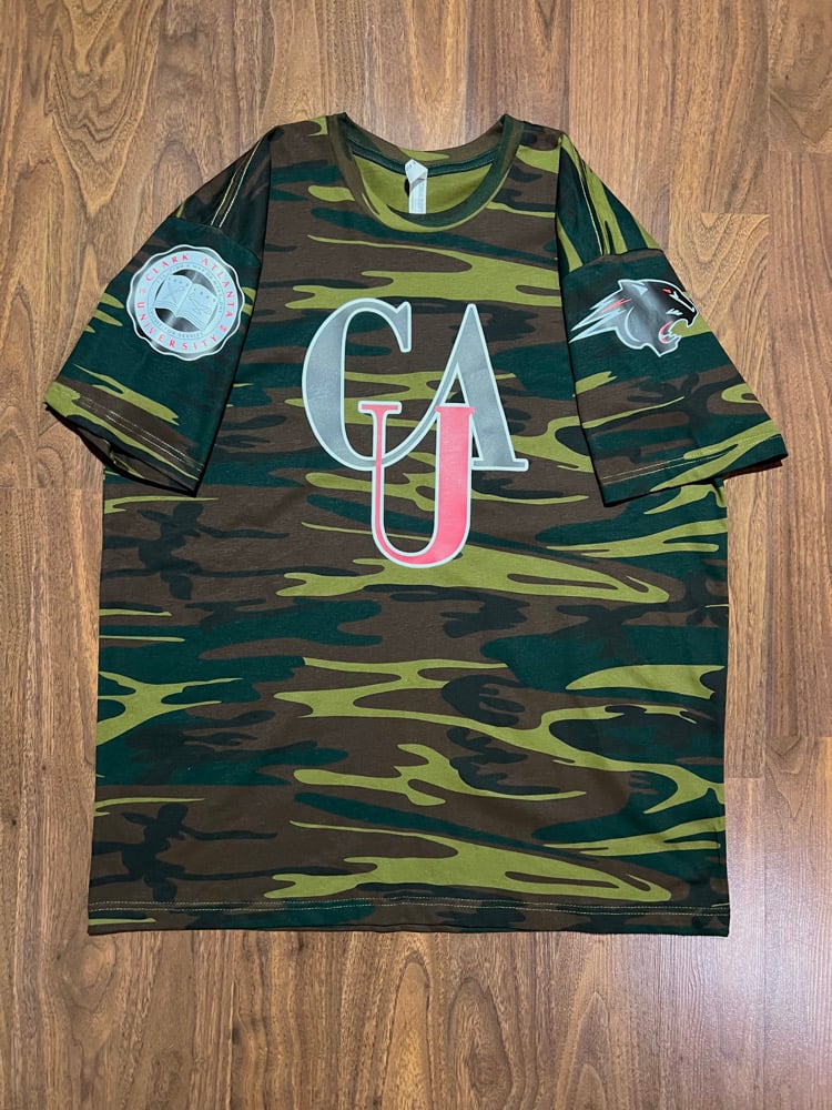 CLARK ATLANTA UNIVERSITY CAU LOGO CAMO T-SHIRT
