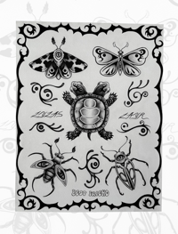 Image 1 of Tribal Turtle Flash Sheet (black and grey)