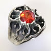 Vintage Design, Mens Sunburst Ring with an Orange Sapphire