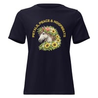 Image 1 of Women's Relaxed T-Shirt, Petals, Peace and Hoofbeats Horse Tee