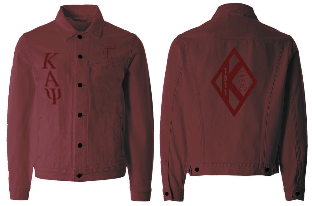 Image of Crimson/Crimson Jean Jacket KAPSI LETTERS FRONT DIAMOND WITH SCROLL BACK