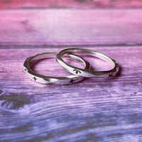 Image 1 of Two Stacking rings silver sunburst & retro star design.Celestial 50s vintage faceted Sterling rings.