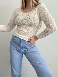 Image 3 of Vintage lace cream shirt // M 