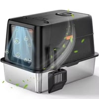 Image 1 of Stainless Steel XXL Cat Litter Box with Lid – Enclosed Removable High-Sided Pan