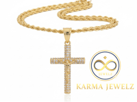 Image 1 of 14k EP Cross Pendant With CZ Stones 