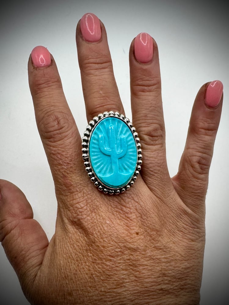 Image of Sonoran Turquoise Cactus Ring - adjustable