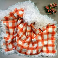 Image 4 of Orange Plaid Infant Car Sear Blanket 17”x 27”