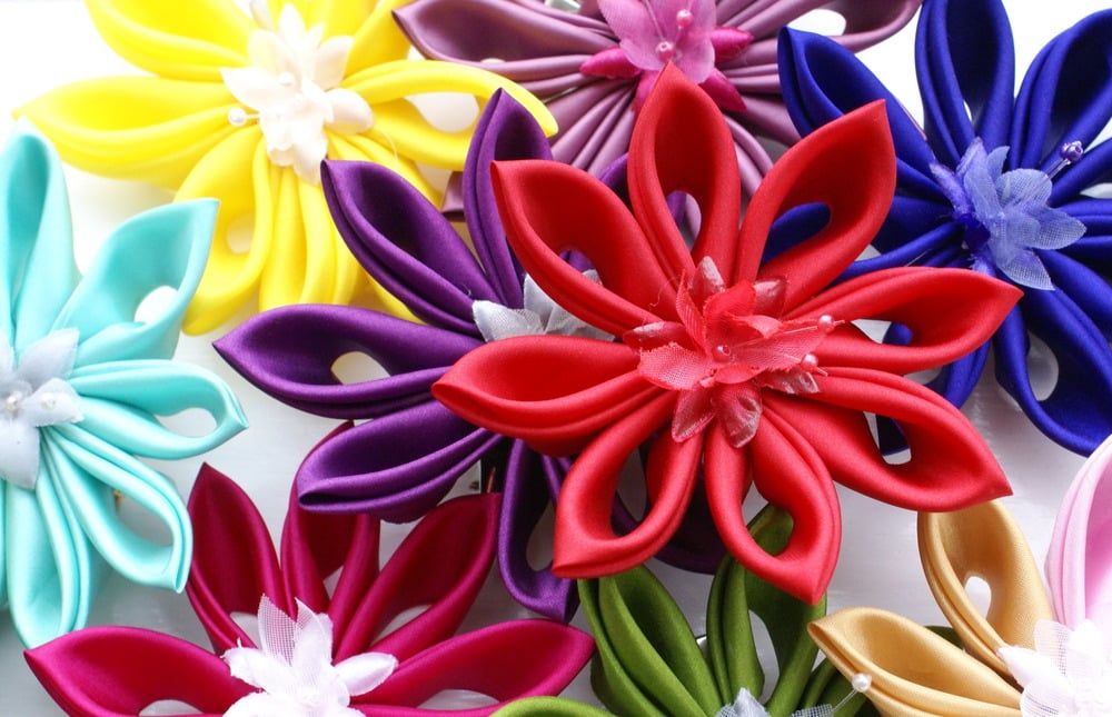 Image of Medium Kanzashi Flower Hair Clip / Fascinator / Brooch - Single Layer - Choose your colour
