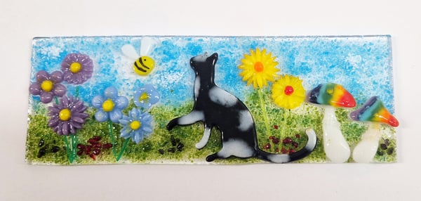 Image of Fused Glass Cat Panel